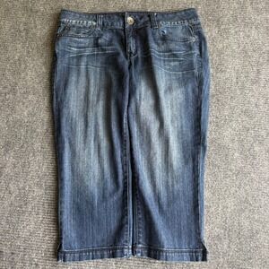 DKNY Jeans Womens Size 12 Dark Wash Sequin Pocket Capri Cropped Denim Pants